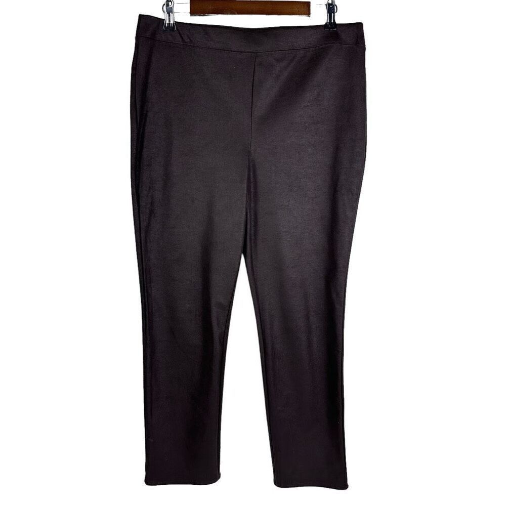Chico's Brown Knit Faux Suede Leggings size 10